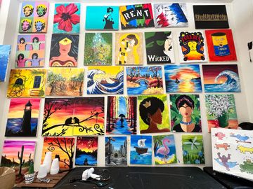 paintings on the wall at the paint place Artist Studios Upper West Side