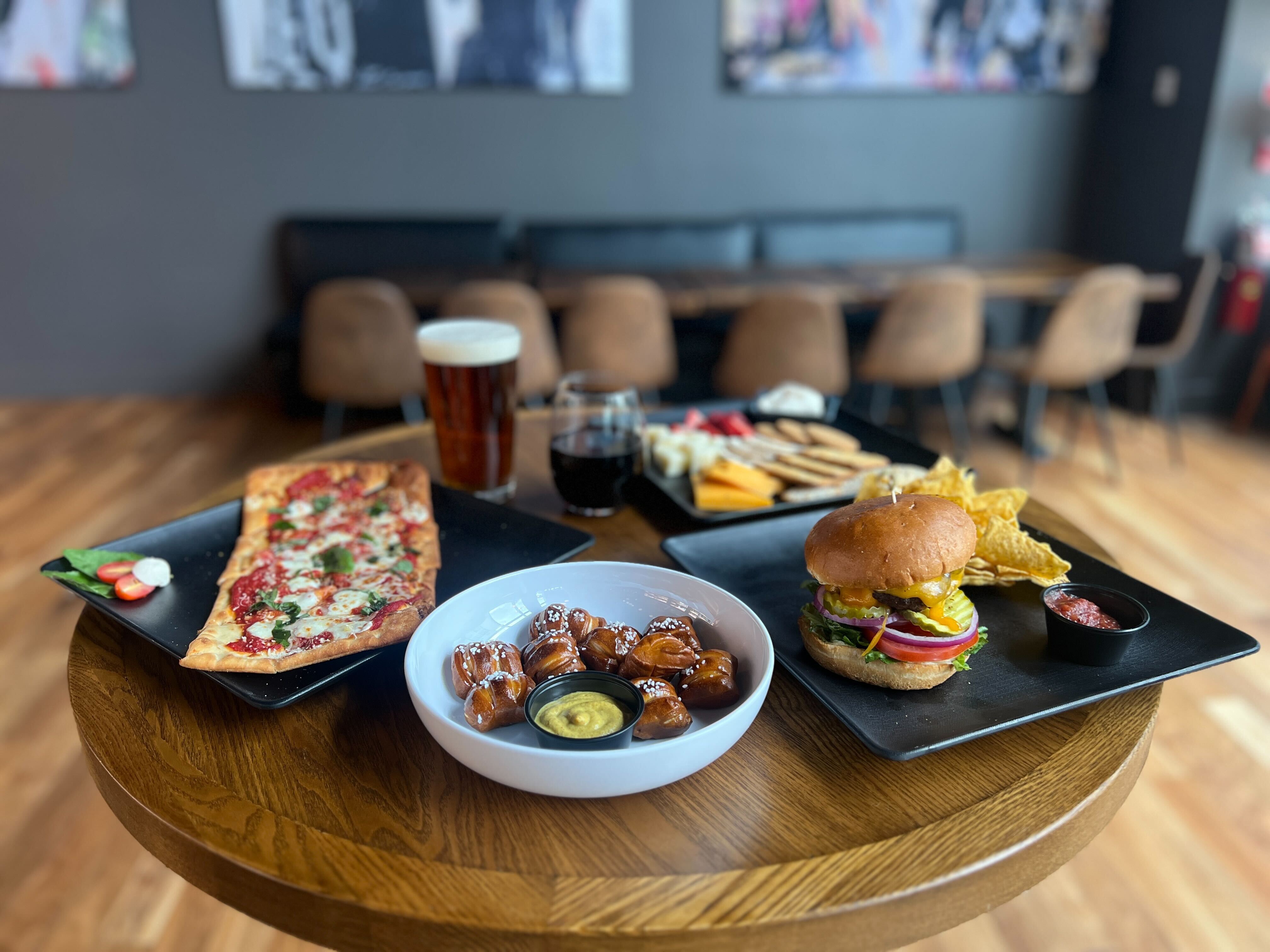 A full spread of snacks at LOOK Dine-In Cinemas.