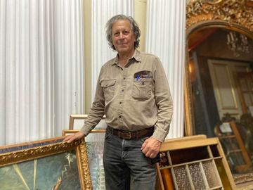 Evan Blum of Demolition Depot in his shop Vintage Furniture Antiques East Harlem
