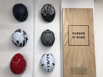 Bike helmets at Rubber N Road Bike Shops Coffee Shops Hells Kitchen Midtown West