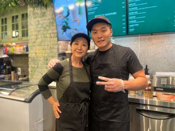 Mother and son duo Joy Shim and Kyle Shim plan  at Green Symphony.. American Midtown West Times Square Theater District